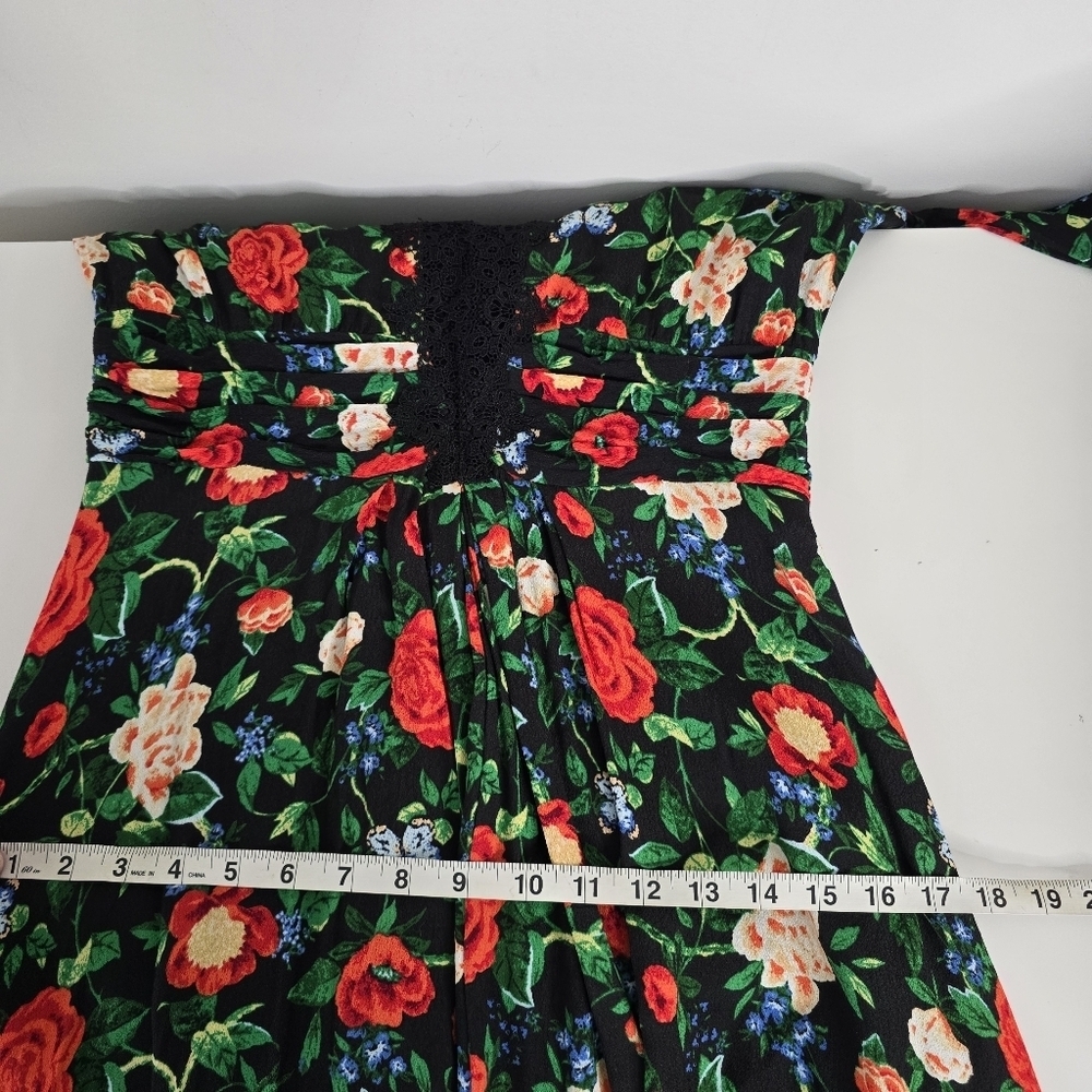 By Anthropologie Lacy V Neck Floral Mini Dress Long Sleeves Size 8 Romantic - Picture 13 of 16